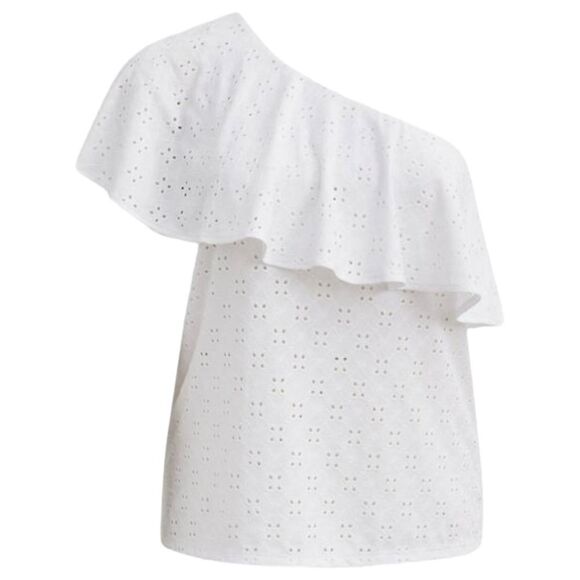 NEW Torrid Plus Size Jersy White One Shoulder Ruffle Eyelet Top. - Picture 2 of 16